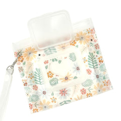 Orchid Hearts wipes dispenser mini fits in a diaper bag for on-the-go freshness.