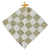Orelle checkered lovey sage front view, cozy comfort for nap-time and cuddles