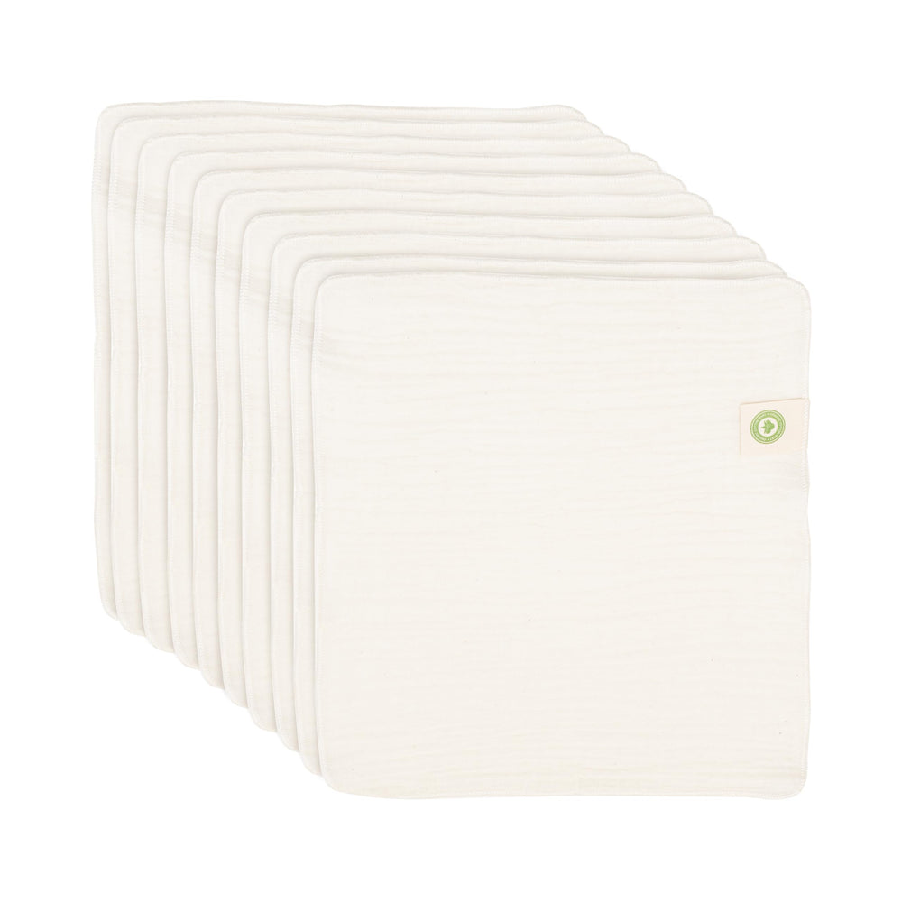 Organic Cotton Mart reusable baby wipes packaging highlights eco-friendly, washable design.