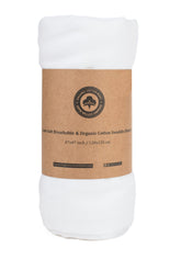 Organic Cotton Mart white swaddle blanket 47x47 folded, soft for newborn skin