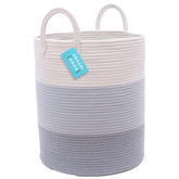 OrganiHaus large gray woven laundry basket with handles close-up showing durable weave for daily use