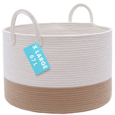 OrganiHaus large woven basket holding blankets in a cozy living room for clutter-free calm.