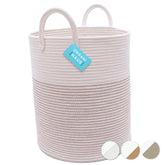 OrganiHaus large woven laundry basket front view with sturdy handles for easy transport.