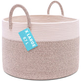 OrganiHaus large woven storage basket with blankets keeps living room tidy and cozy.