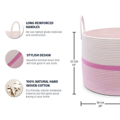 OrganiHaus rope basket with reinforced handles for easy carrying and versatile toy storage.