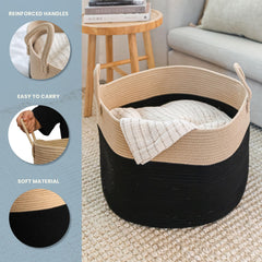 OrganiHaus rope laundry basket with reinforced handles simplifies sorting laundry.