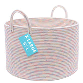 OrganiHaus large woven storage basket shows blankets neatly stored for cozy living spaces.
