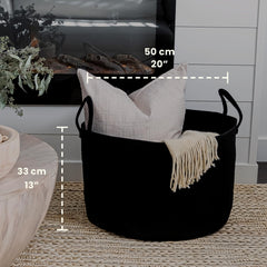 OrganiHaus rope basket with reinforced handles for easy laundry transport
