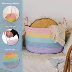 OrganiHaus Rainbow Blanket Basket toy storage option blends decor with organization