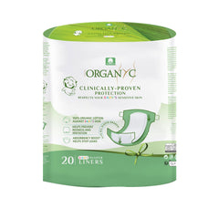 Organyc diaper liner pack showing packaging for easy protection