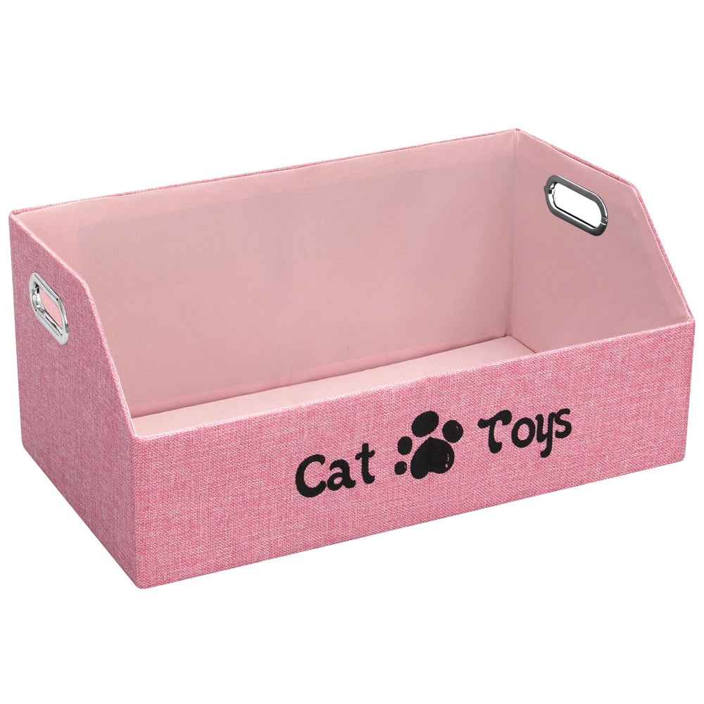 ORGMASTER cat toy bin front view shows durable foldable storage for tidy space