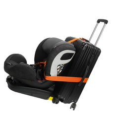 Orgthin luggage straps convert car seat to stroller-friendly setup on the go.