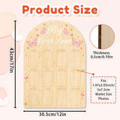 ORIGACH My First Year Growth Photo Display pink-butterfly-design highlights milestones in a baby’s nursery keepsake.