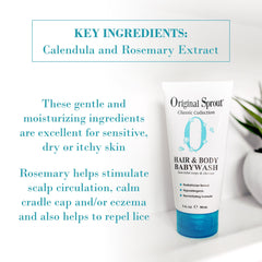Original Sprout baby hair and scalp care encourages comfortable lather and gentle detangling.