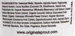 Original Sprout Scrumptious Baby Cream after-bath use on caregiver's hands and baby's skin.
