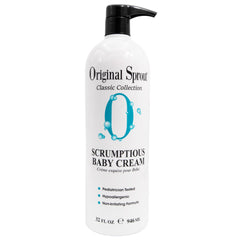 Original Sprout Scrumptious Baby Cream application shows lightweight, non-greasy moisture for delicate skin