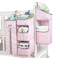 Orzbow 3-in-1 pink diaper caddy with three hanging pockets for baby essentials