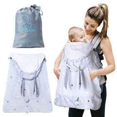 Orzbow All-Season Carrier Cover with rain hood provides waterproof protection on outdoor walks.