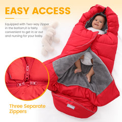 Orzbow anti-slip backing secures the footmuff on the stroller.