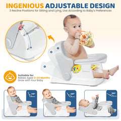 Orzbow Baby Bath Seat with strong suction cups keeps the seat securely attached.