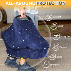 Orzbow canopy shields wind and sun while keeping baby comfortable.