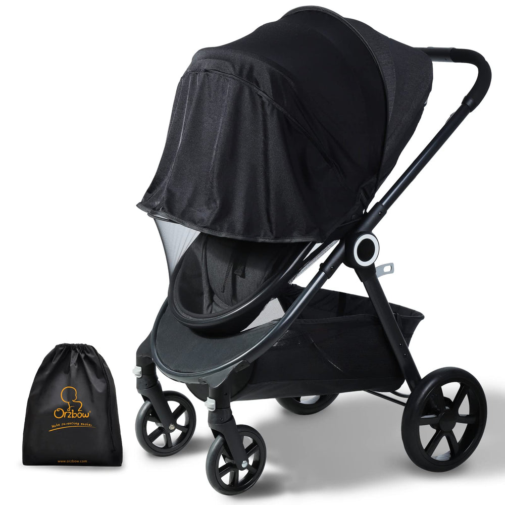 Orzbow baby mosquito net draped over a stroller, providing breathable insect protection.