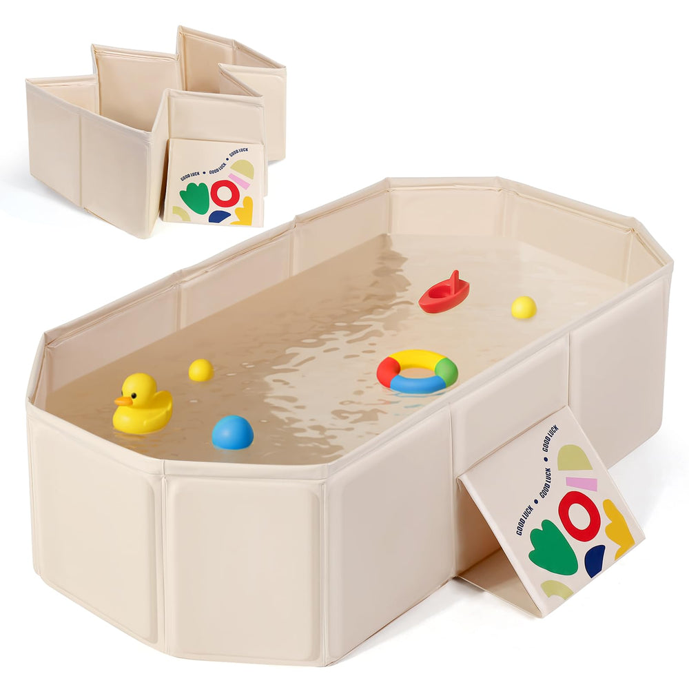 Orzbow collapsible baby bathtub folded for compact storage and travel readiness