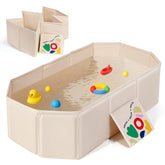 Orzbow collapsible baby bathtub folded for compact storage and travel readiness