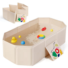Orzbow collapsible baby bathtub folded for compact storage and travel readiness