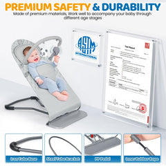 Orzbow portable bouncer with three recline positions for comfy play and rest.