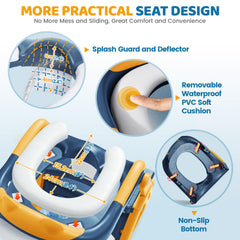 Orzbow potty seat adjustable height fits toilets from about 15 to 18.5 inches.