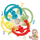 Orzbow rattle sensory teether collection with eight textured rings for grip and chew comfort.