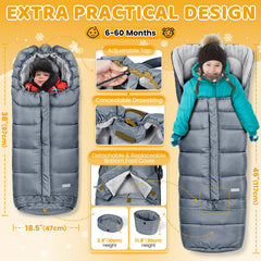 Orzbow stroller footmuff extended to accommodate toddlers up to 3T/4T.