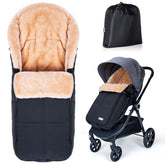 Orzbow stroller footmuff front view highlights cozy faux shearling warmth for winter strolls.