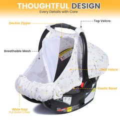 Orzbow universal-fit cover installed easily on most car seats and strollers