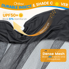 Orzbow UPF50+ sunshade shields baby from sun, maintaining airflow.