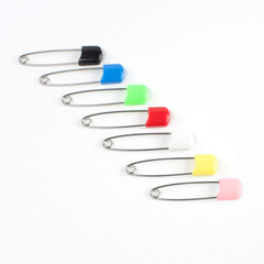 OsoCozy locking-head diaper pins close-up demonstrating secure closure and rust resistance.
