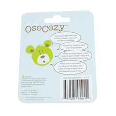 OsoCozy stainless-steel diaper pins with locking closures close-up showing safety.