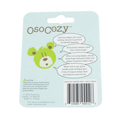 OsoCozy sturdy stainless steel diaper pins with locking closures for safety.