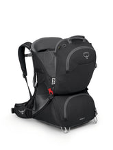 Osprey Poco LT folded-frame setup for easy travel and compact storage on trips.