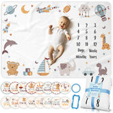OSTANDRAFFE baby boy milestone blanket in 60x40 size for monthly photos