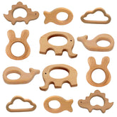 OSTTRPO wooden teether elephant for soothing gums and sensory exploration