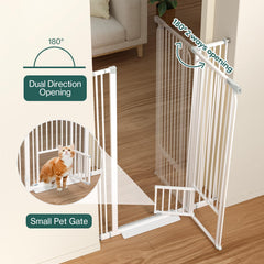 Ostutry cat gate close-up shows narrow tube spacing for secure containment.