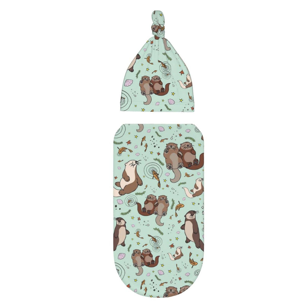 Osvbs sea otters newborn swaddle blanket closeup shows ultra-soft fabric for gentle comfort