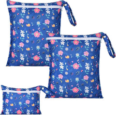 OTraki three-pack wet bag with flower pattern keeps swimsuits organized after beach days.