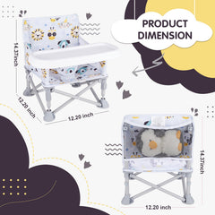 Otrolepota booster seat with tray ready for at-table dining on the go.