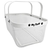 OtterPets dog toy basket metal mesh front view—durable, chew-proof storage for living rooms.