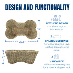 OtterPets seagrass-basket closeup reveals durable woven storage.