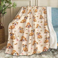 Ottoy Cute Bulldogs blanket front design for cozy kids' room décor.
