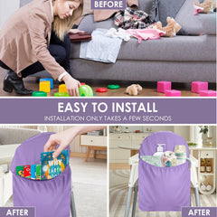 Ourea high-chair handy-pocket-pouch-open-compartment provides quick access to napkins and small items.